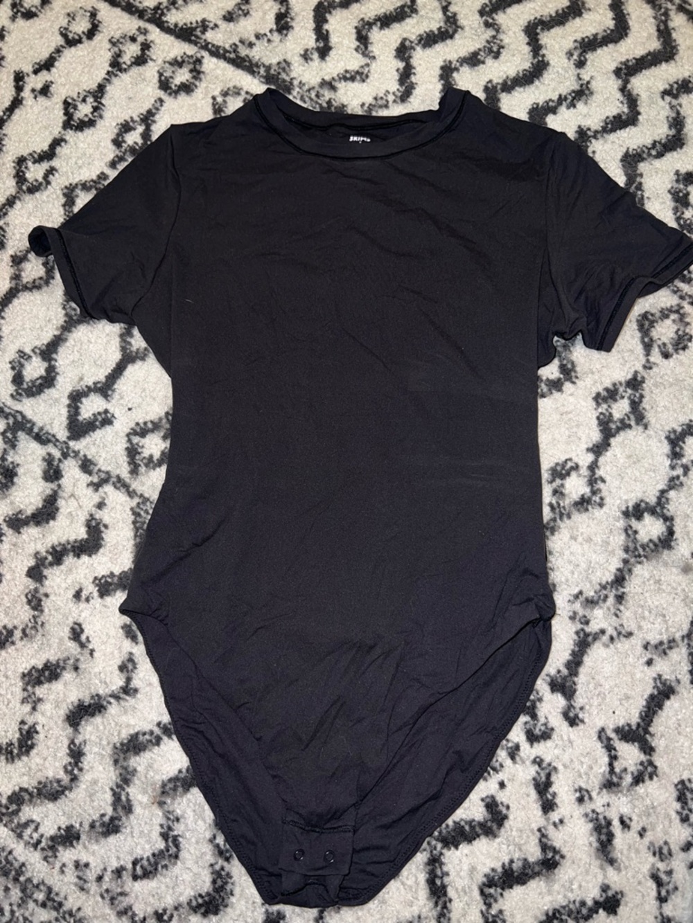 SKIMS Black Short Sleeve Crewneck Bodysuit